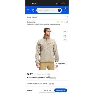 The North Face Gordon Lyons Quarter ¼ Zip Men’s Knit Fleece Sweater  Sz XXL